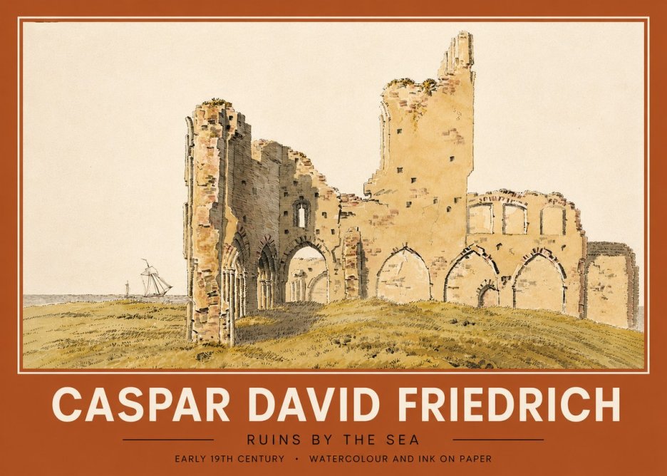Caspar David Friedrich Ruins by the Sea No5 - Affiche