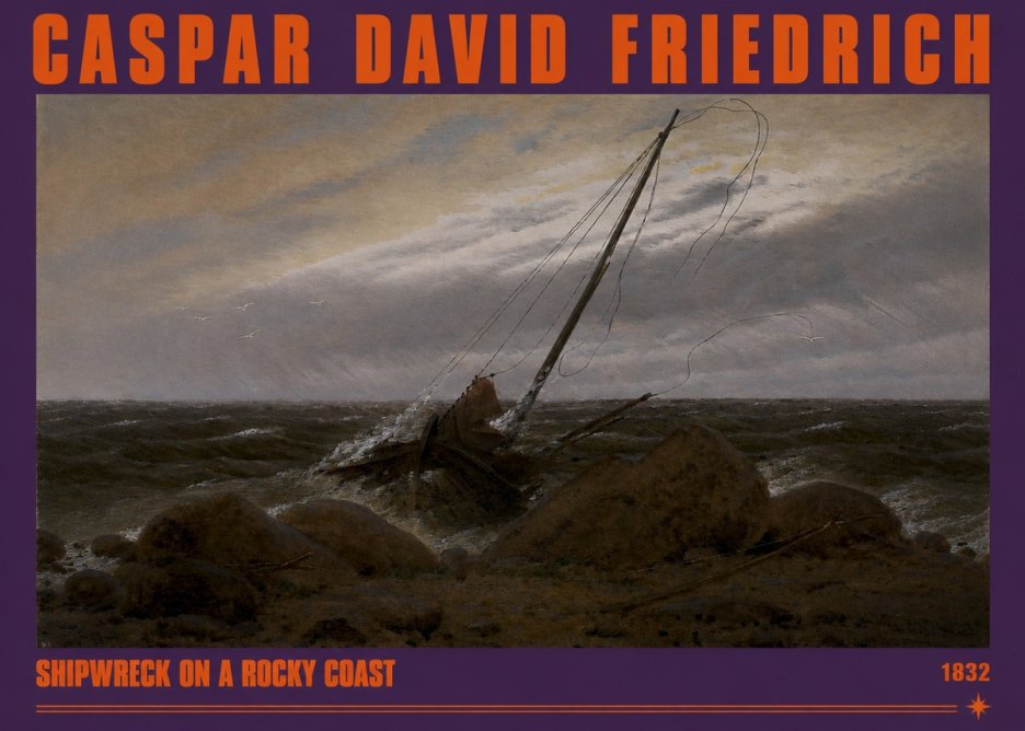 Caspar David Friedrich Shipwreck on a Rocky Coast No2 - Affiche