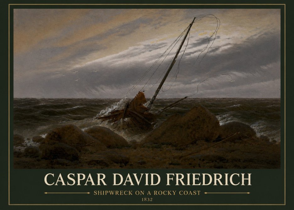 Caspar David Friedrich Shipwreck on a Rocky Coast No3 - Affiche