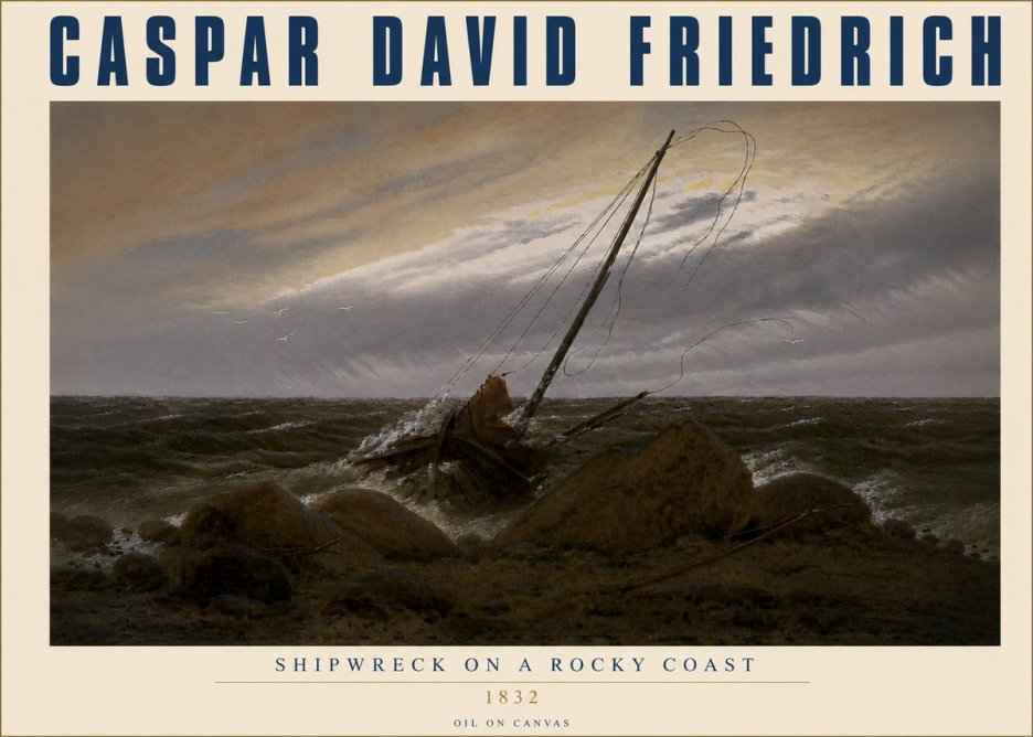 Caspar David Friedrich Shipwreck on a Rocky Coast No4 - Affiche