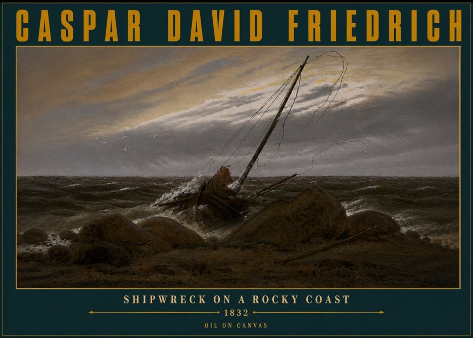 Caspar David Friedrich Shipwreck on a Rocky Coast No6 - Affiche