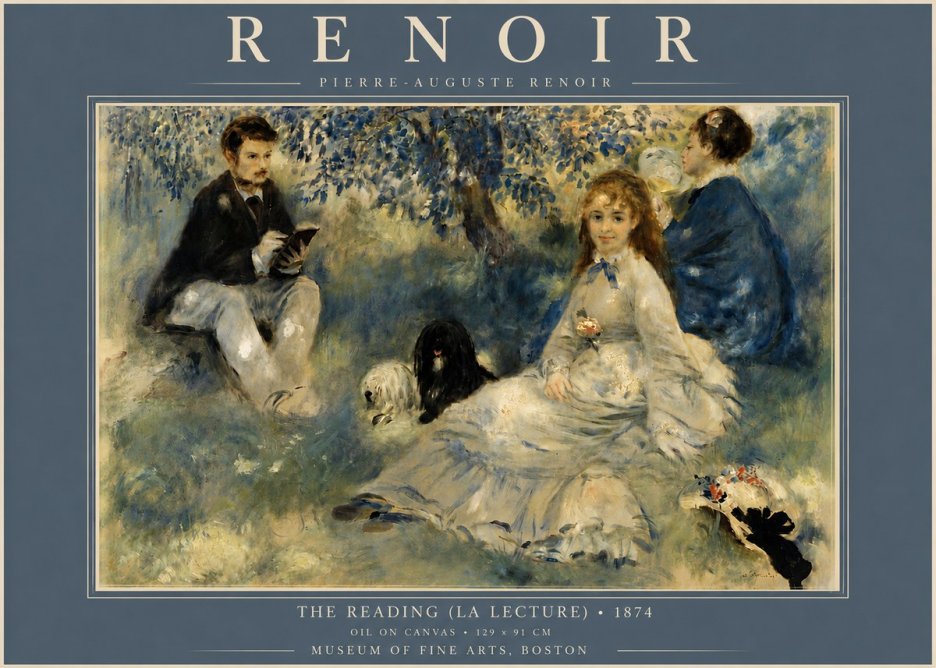 Renoir The Reading (La Lecture) No5 - Affiche