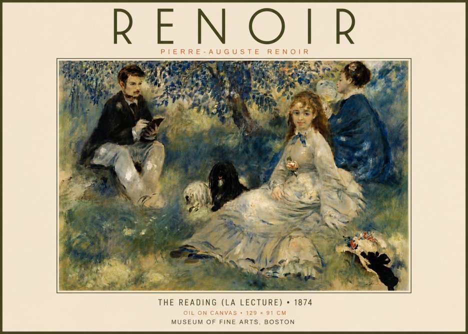 Renoir The Reading (La Lecture) No6 - Affiche
