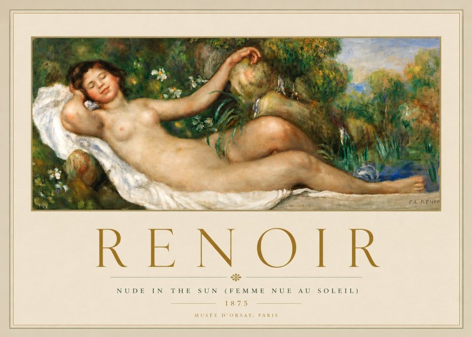 Renoir Nude in the Sun (Femme Nue Au Soleil) No6 - Affiche