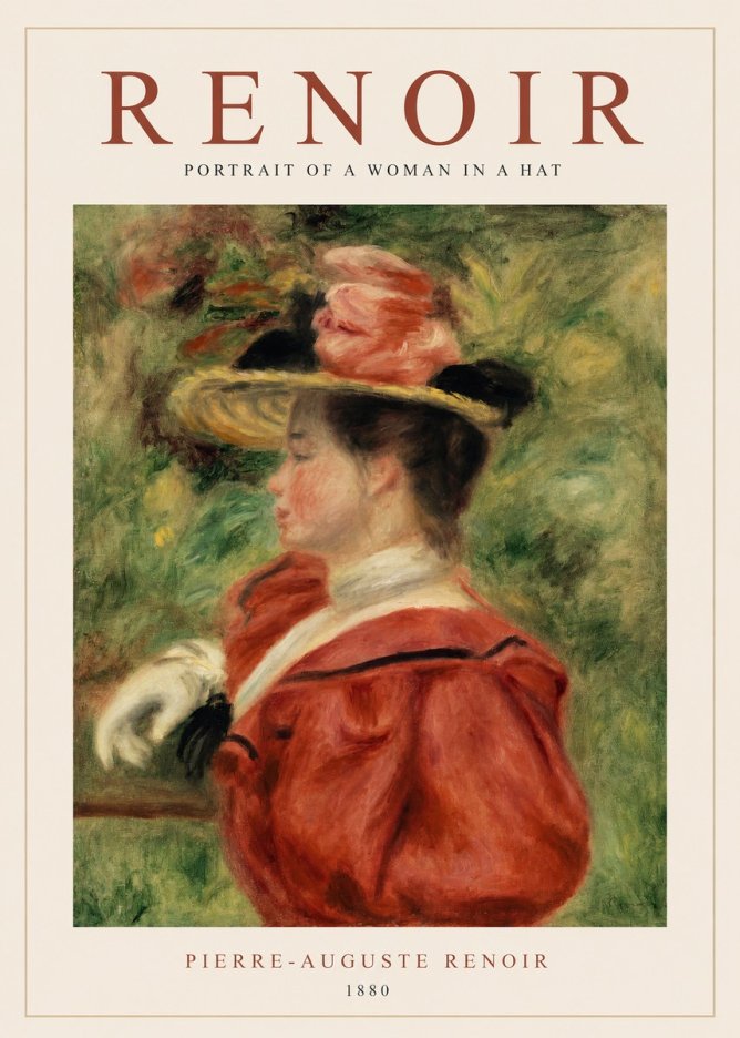 Renoir Portrait of a Woman in a Hat No1 - Affiche