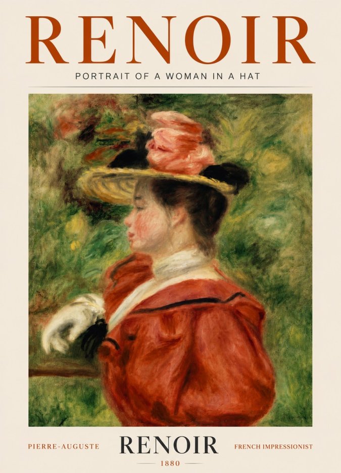 Renoir Portrait of a Woman in a Hat No5 - Affiche