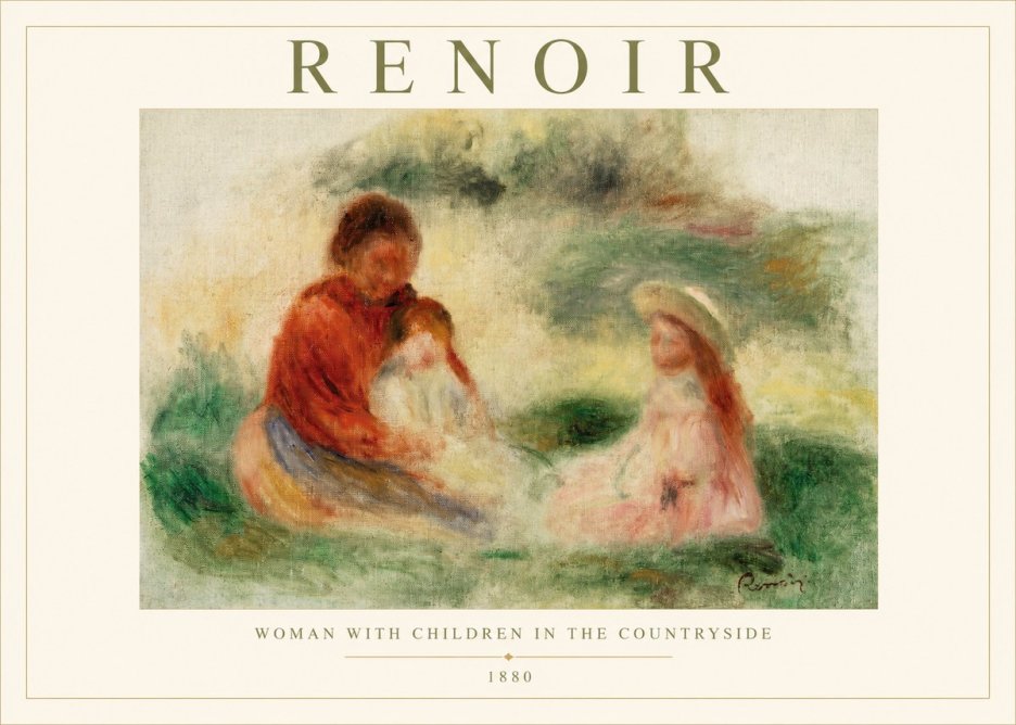 Renoir Woman with Children in the Countryside No1 - Affiche