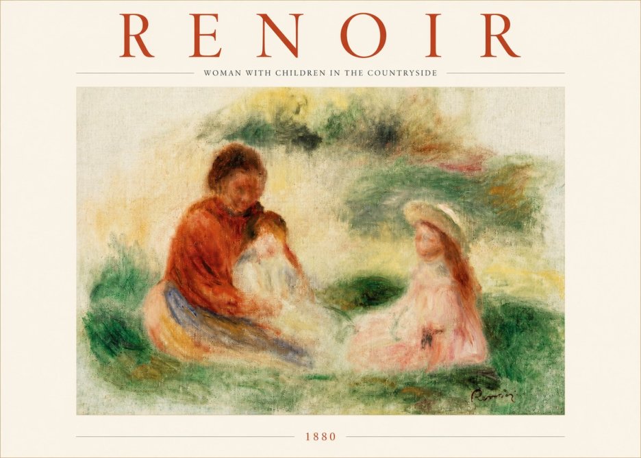 Renoir Woman with Children in the Countryside No3 - Affiche