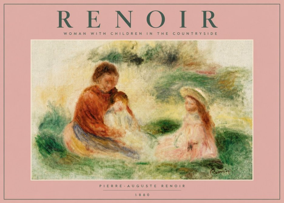 Renoir Woman with Children in the Countryside No4 - Affiche