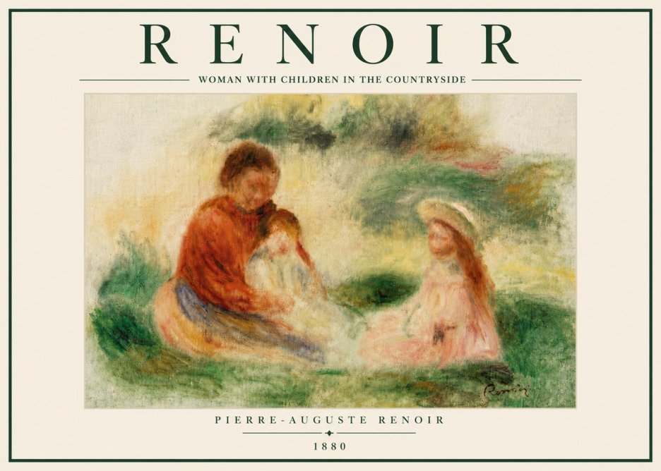 Renoir Woman with Children in the Countryside No6 - Affiche