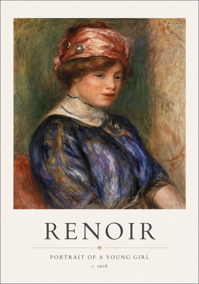 Renoir Portrait of a Young Girl II No1 - Affiche