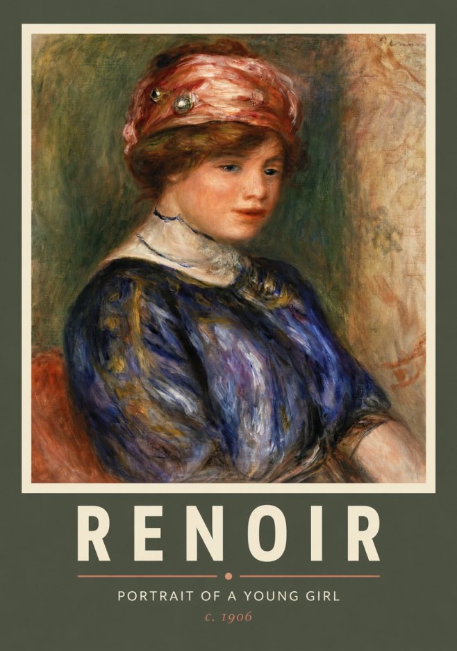 Renoir Portrait of a Young Girl II No2 - Affiche
