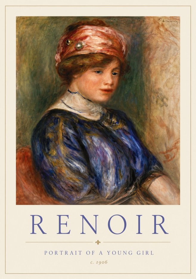 Renoir Portrait of a Young Girl II No3 - Affiche
