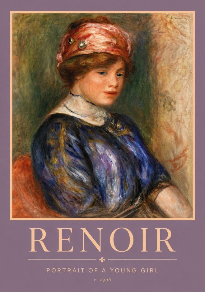 Renoir Portrait of a Young Girl II No5 - Affiche