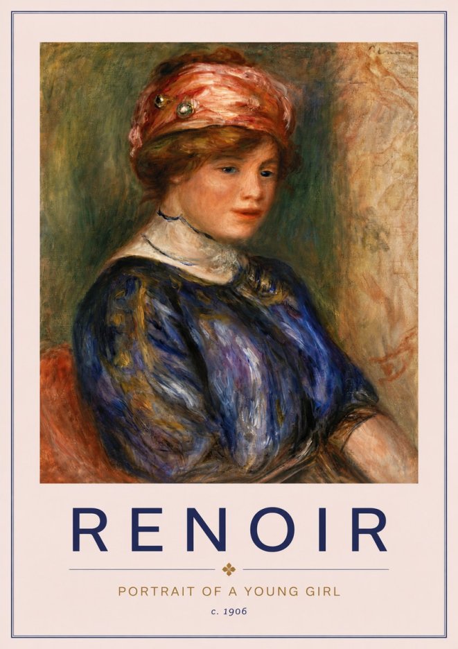 Renoir Portrait of a Young Girl II No6 - Affiche