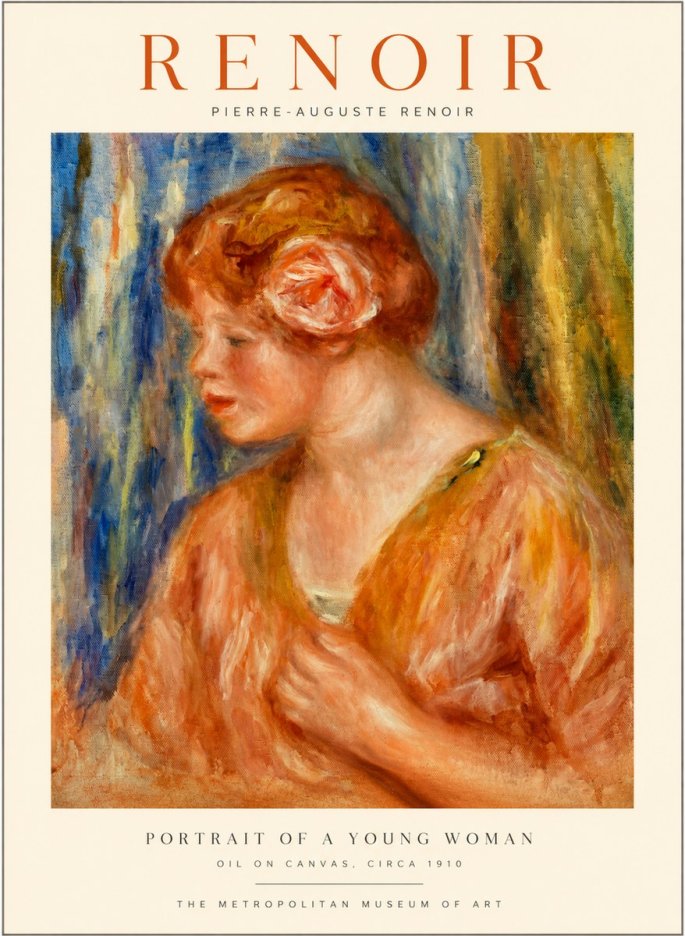 Renoir Portrait of a Young Woman I No1 - Affiche