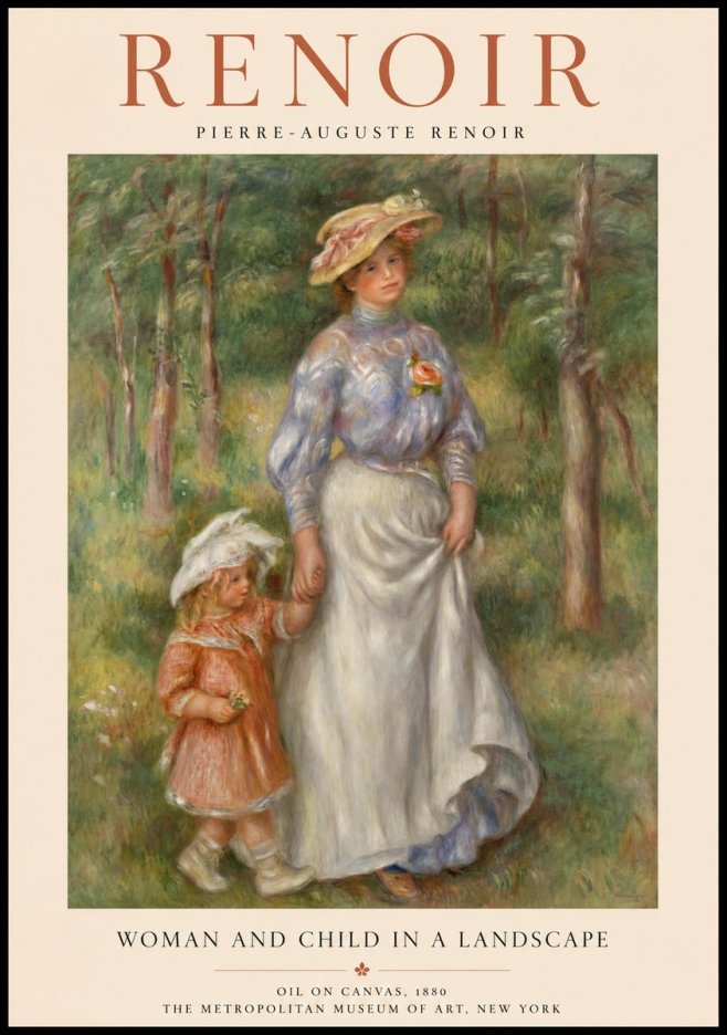 Renoir Woman and Child in a Landscape I No1 - Affiche