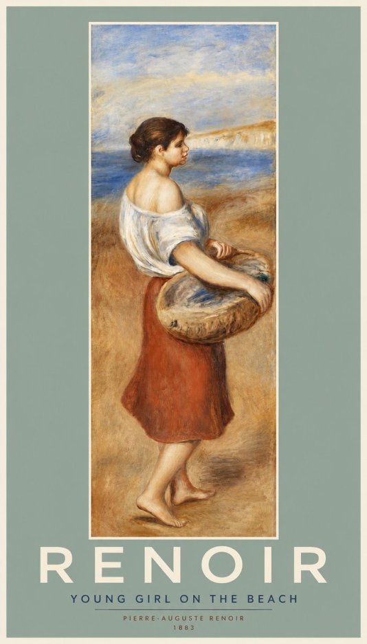 Renoir Young Girl on the Beach No2 - Affiche