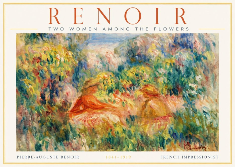 Renoir Two Women Among the Flowers No2 - Affiche