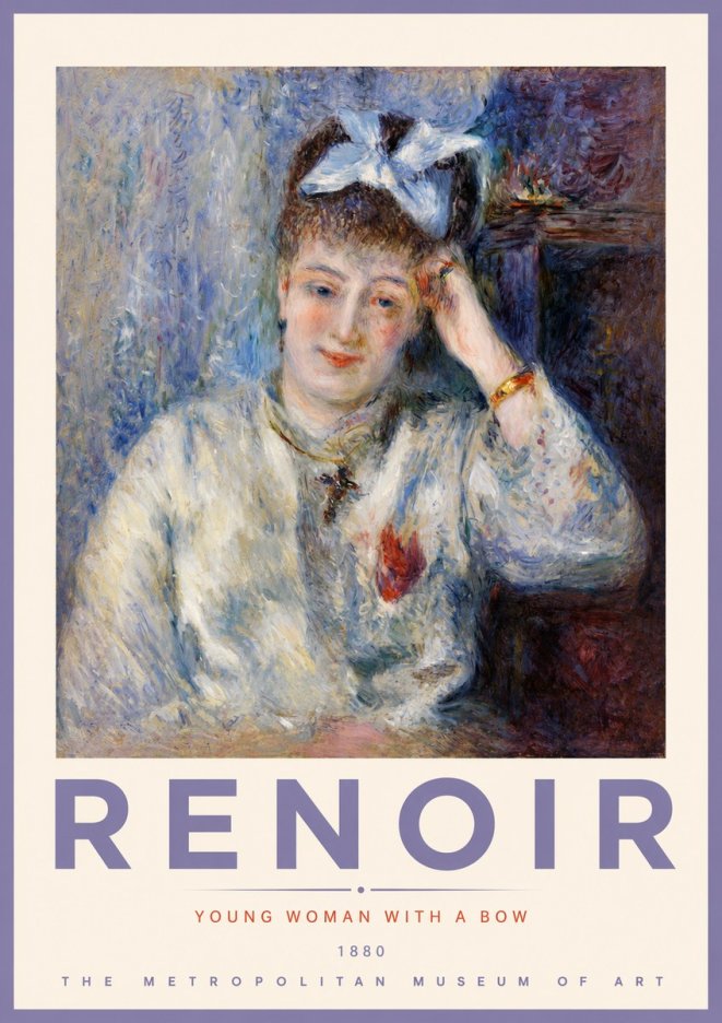 Renoir Young Woman with a Bow No2 - Affiche