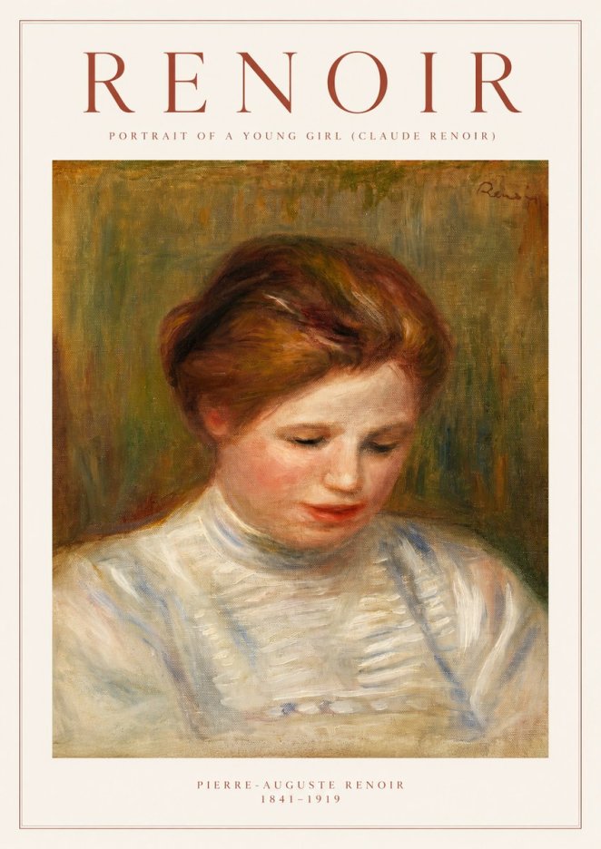 Renoir Portrait of a Young Girl (Claude Renoir) No1 - Affiche
