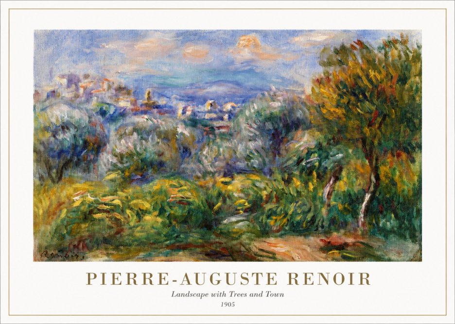 Renoir Landscape with Trees and Town No1 - Affiche