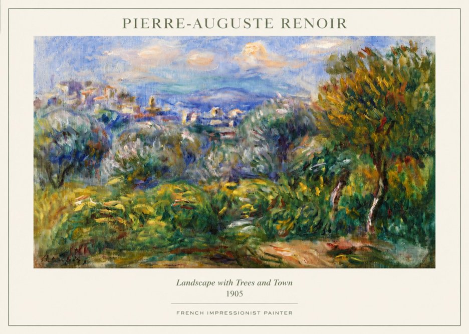Renoir Landscape with Trees and Town No3 - Affiche