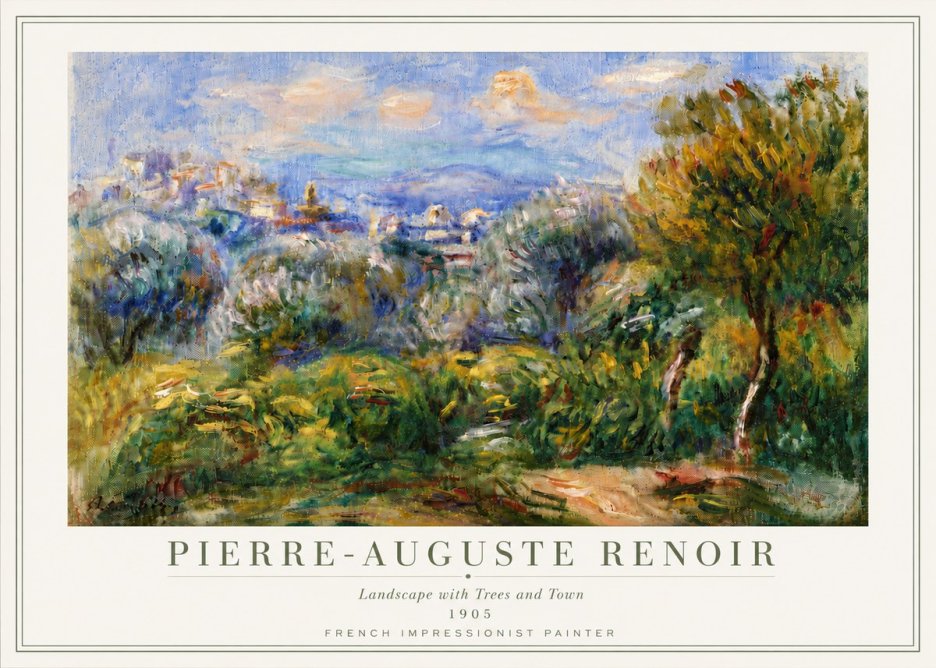 Renoir Landscape with Trees and Town No6 - Affiche