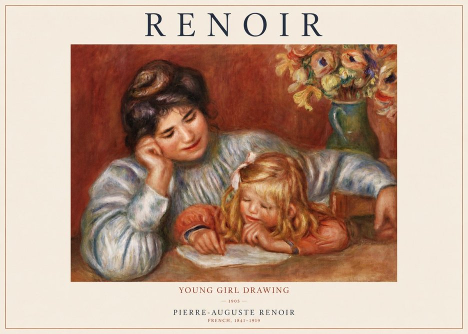 Renoir Young Girl Drawing No1 - Affiche