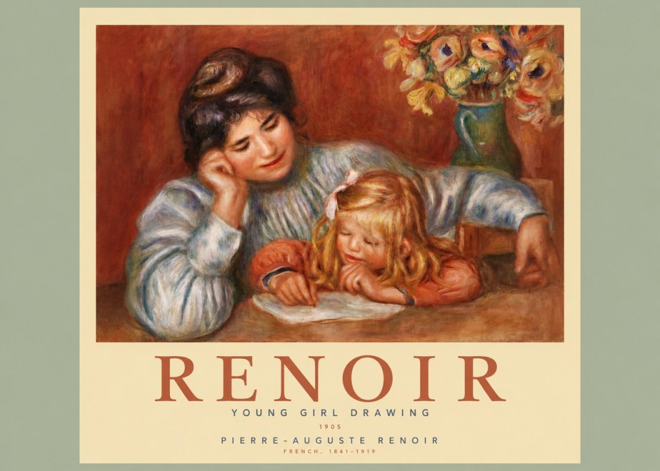 Renoir Young Girl Drawing No2 - Affiche
