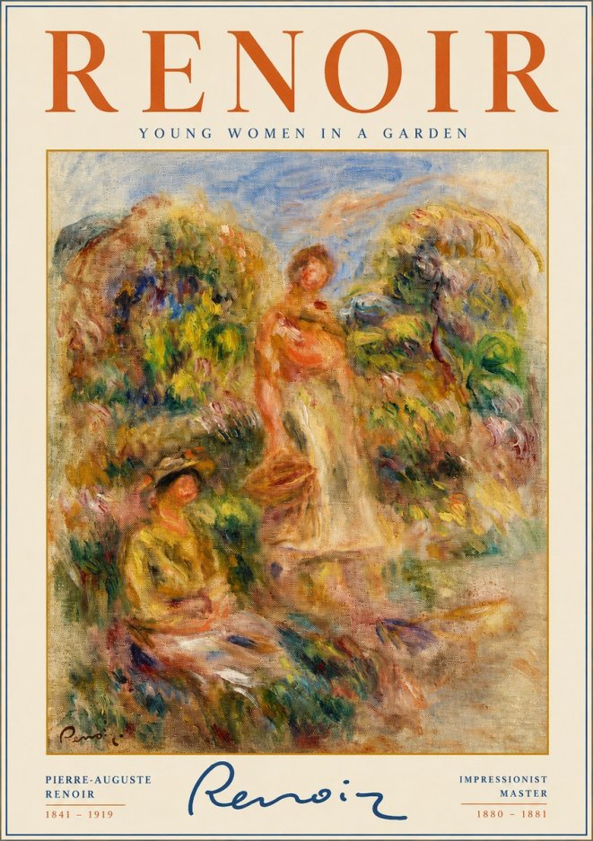 Renoir Young Women in a Garden No2 - Affiche