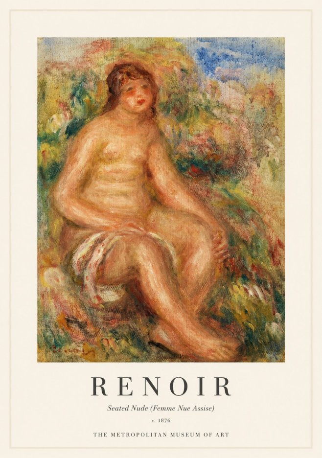 Renoir Seated Nude (Femme Nue Assise) No1 - Affiche