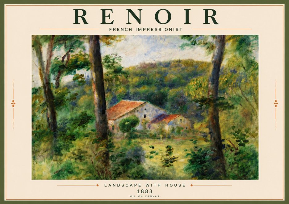 Renoir Landscape with House II No5 - Affiche