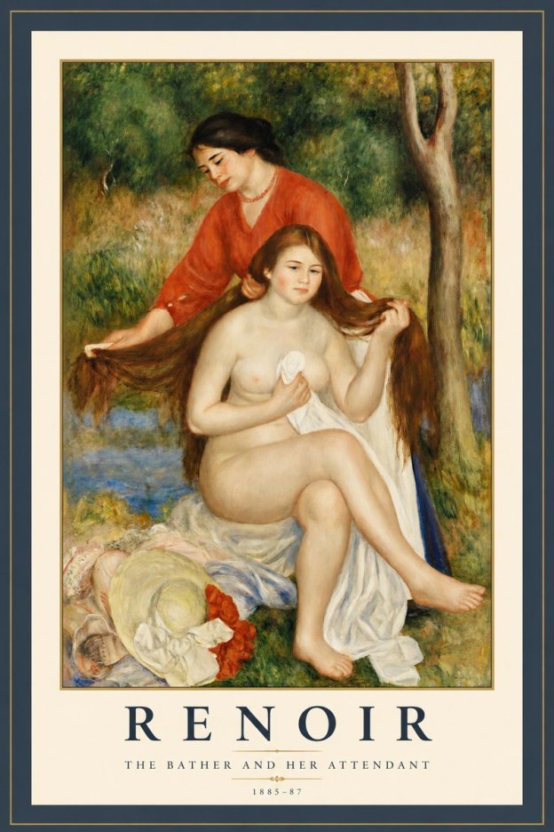 Renoir The Bather and Her Attendant No2 - Affiche