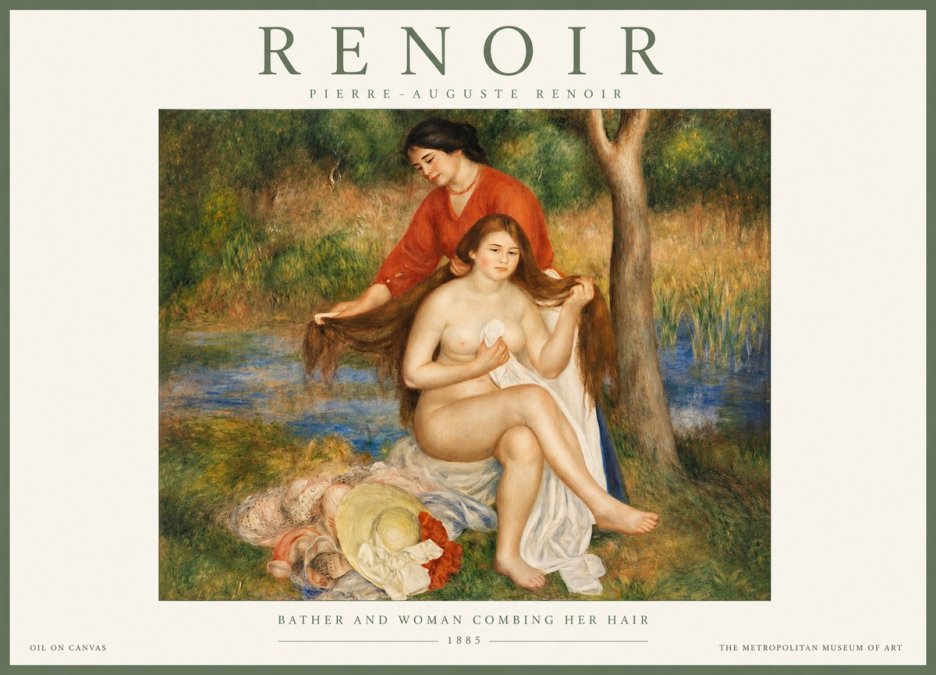Renoir The Bather and Her Attendant No3 - Affiche