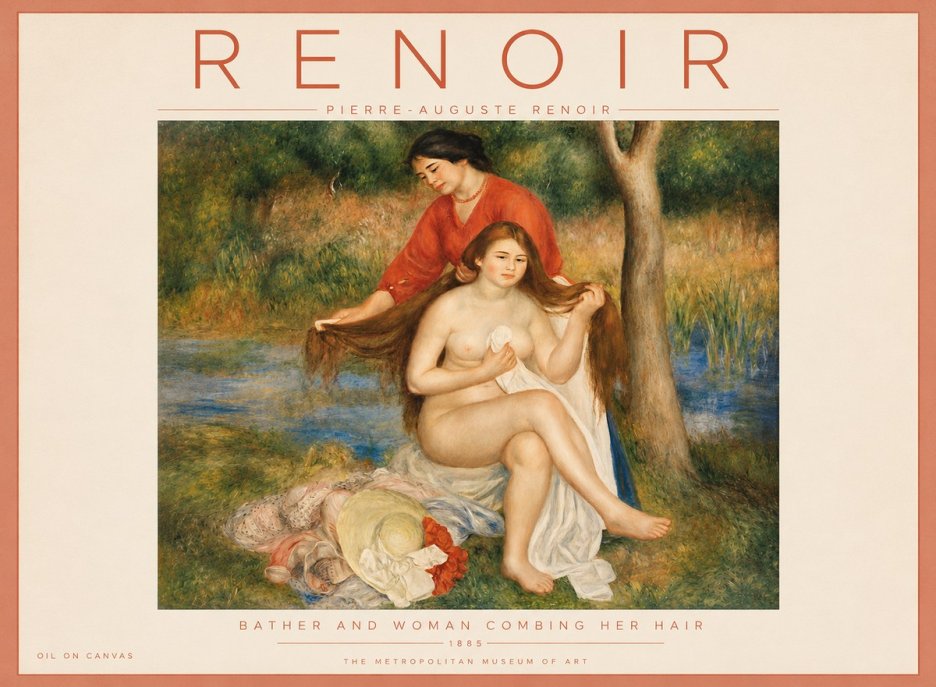 Renoir The Bather and Her Attendant No5 - Affiche