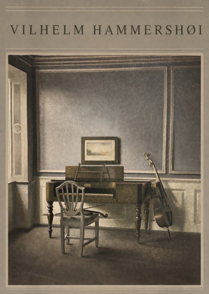 Vilhelm Hammershøi Interior with a Piano and a Cello No3 - Affiche