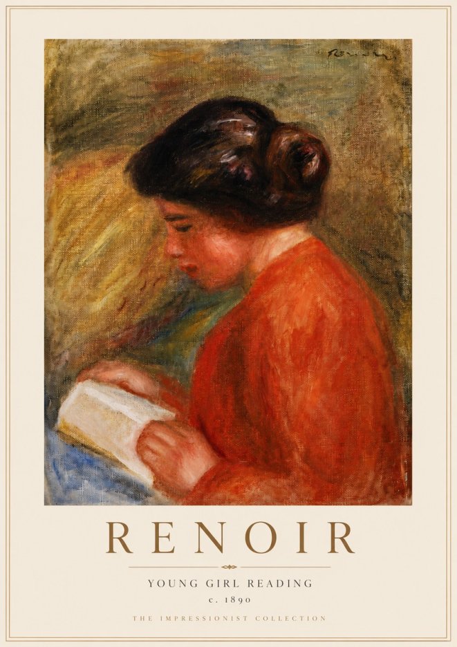 Renoir Young Girl Reading I No3 - Affiche