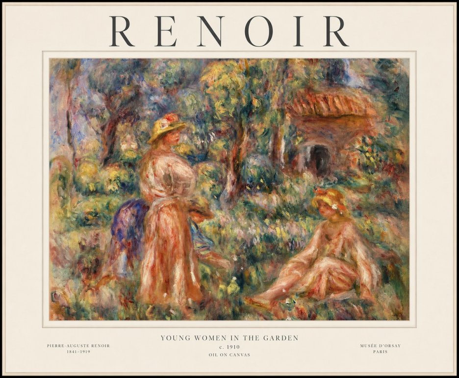 Renoir Young Women in the Garden I No1 - Affiche
