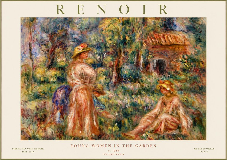 Renoir Young Women in the Garden I No3 - Affiche