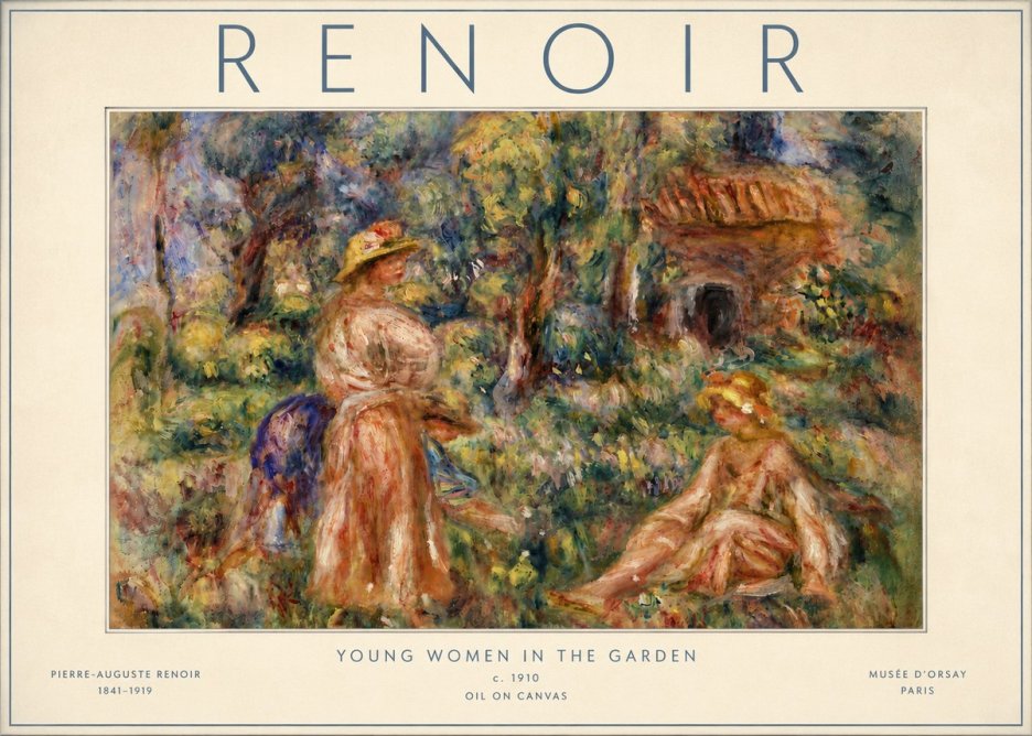 Renoir Young Women in the Garden I No6 - Affiche