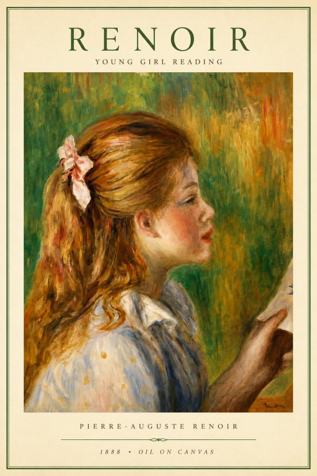 Renoir Young Girl Reading II No4 - Affiche