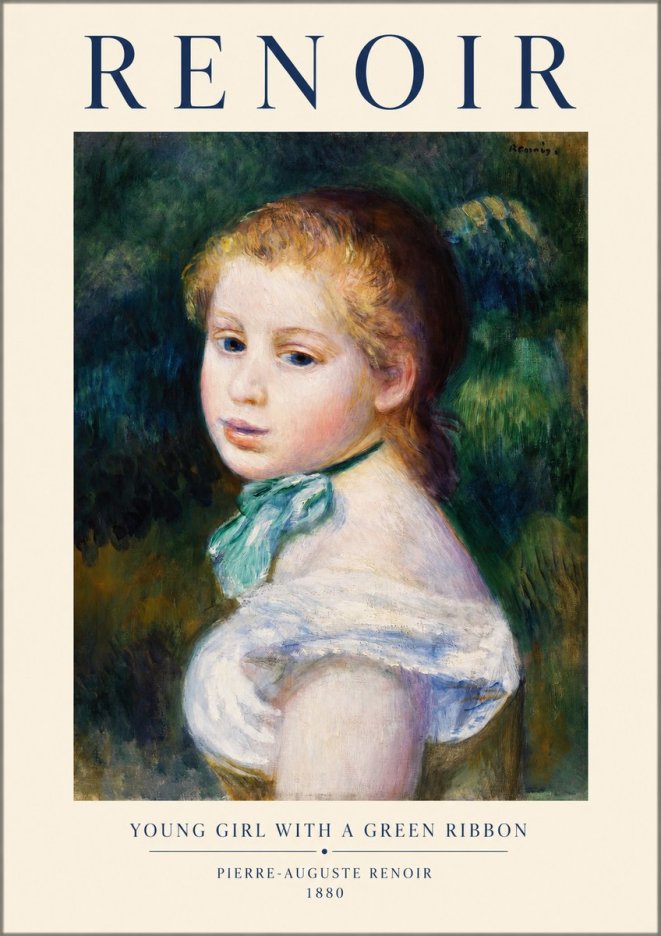 Renoir Young Girl with a Green Ribbon No1 - Affiche