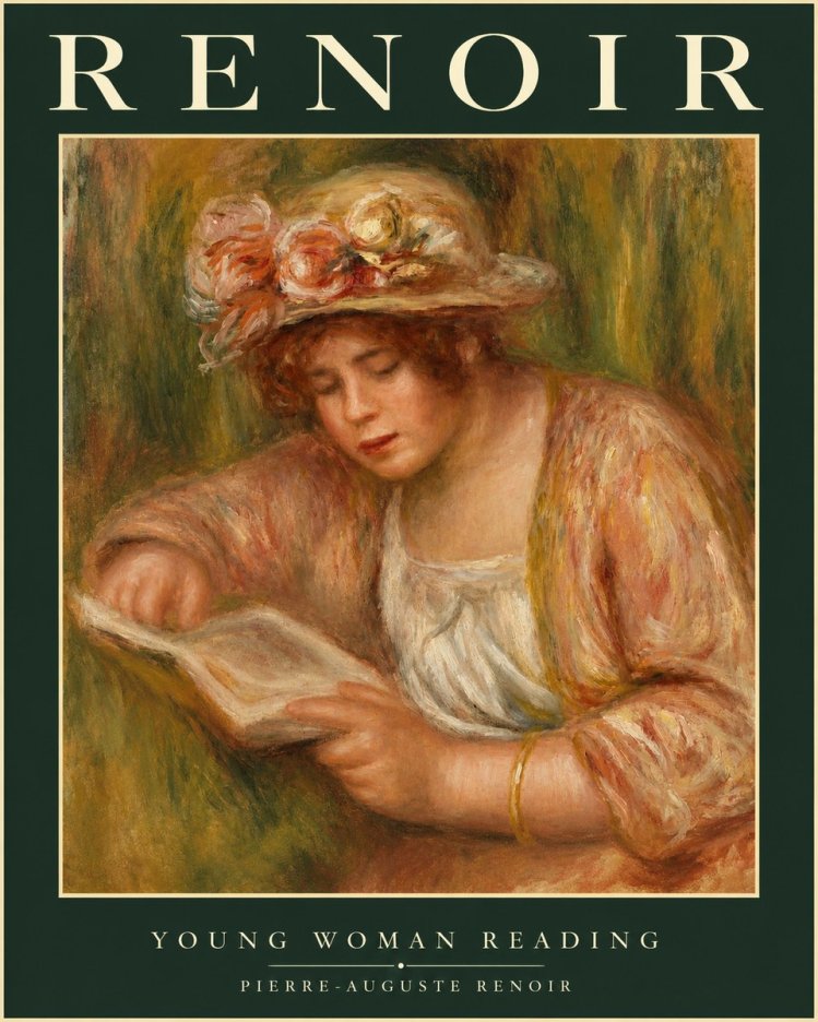 Renoir Young Woman Reading No1 - Affiche