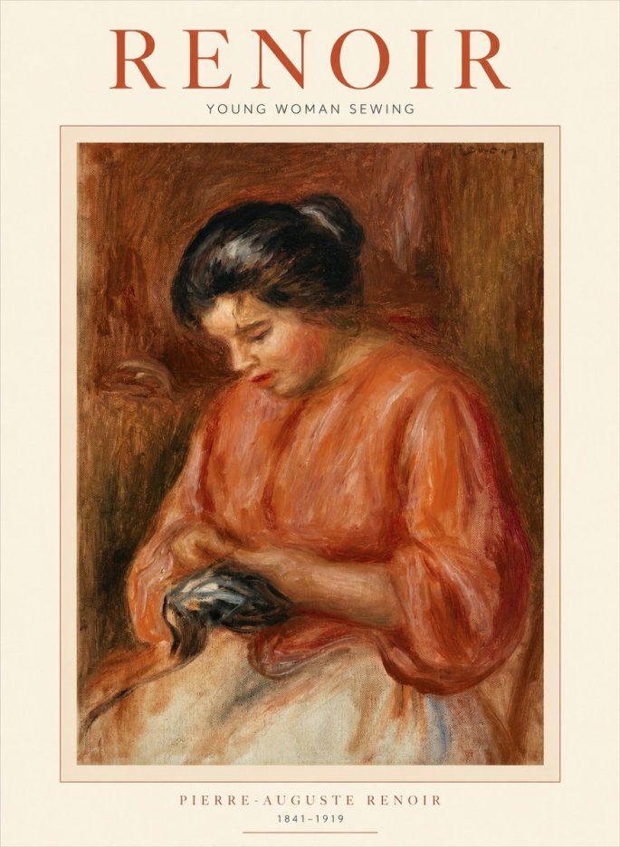 Renoir Young Woman Sewing I No1 - Affiche