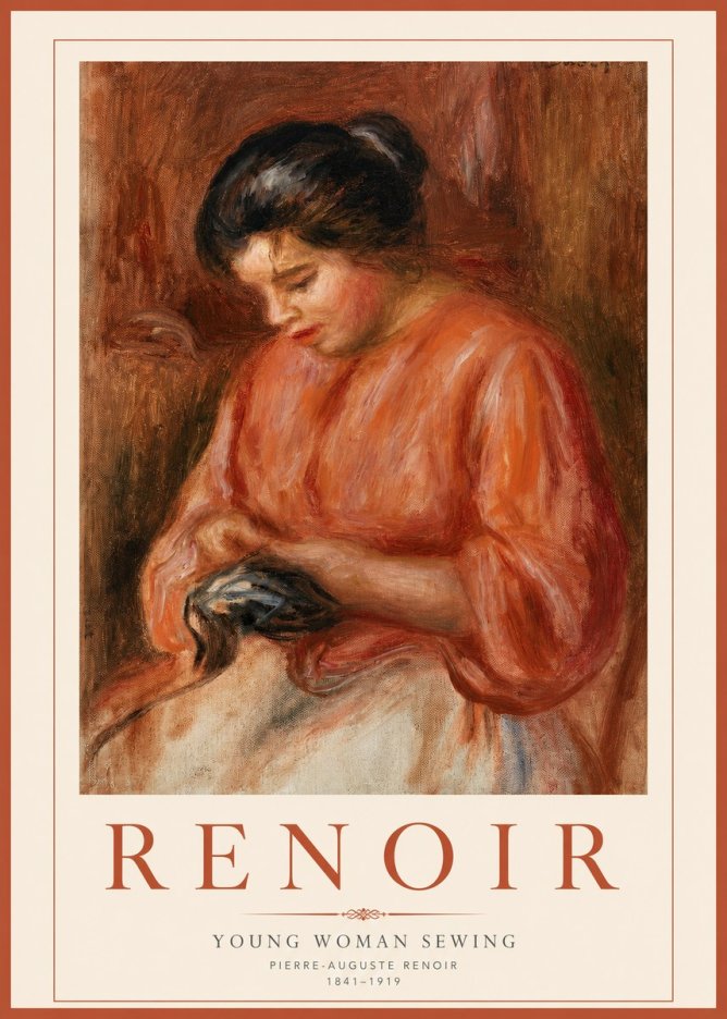 Renoir Young Woman Sewing I No2 - Affiche