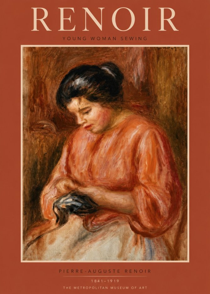 Renoir Young Woman Sewing I No3 - Affiche