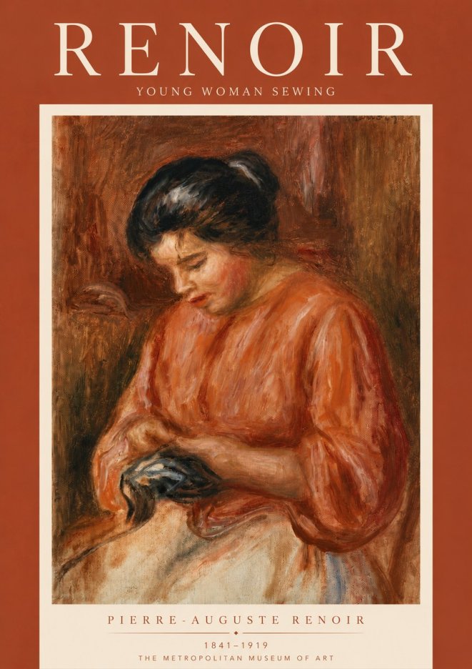 Renoir Young Woman Sewing No5 - Affiche