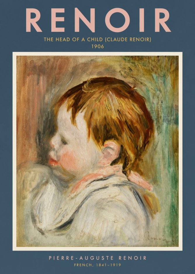 Renoir The Head of a Child (Claude Renoir) No2 - Affiche