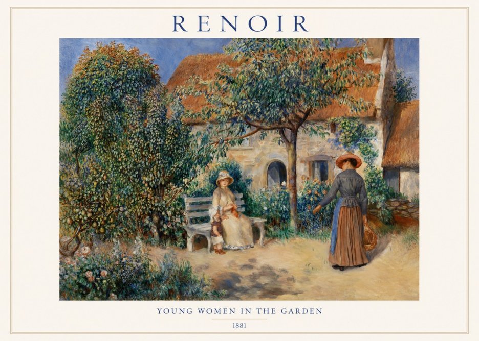 Renoir Young Women in the Garden II No1 - Affiche